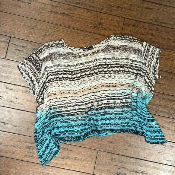 GYPSY sheer Multicolour loose flowy SILK shirt Blouse size Medium - Picture 2 of 7